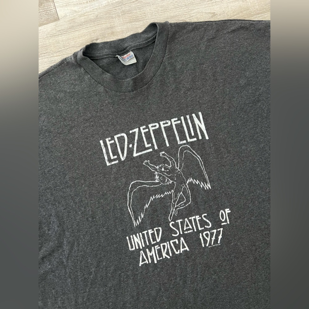 Led Zeppelin 1977 USA Tour Vintage Style Band Tee XXL Gray Graphic Shirt - Picture 4 of 10